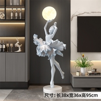 LUYI - Grande sculpture moderne de danseuse de ballet, style Art déco italien, lampe sur pied, ornement créatif en résine, décoration pour hall d'hôtel et salon