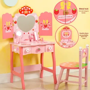 Toeletta in Legno da Principessa per Bambini con Portagioie, Set da Gioco per Travestimenti e Giochi di Ruolo - Product Image 2