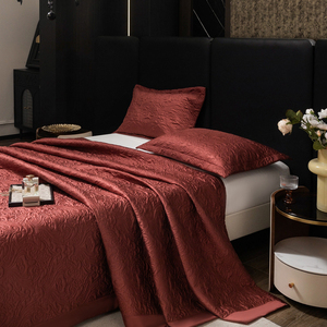 Premium Lyocell soie comme doux <span class=keywords><strong>brillant</strong></span> <span class=keywords><strong>brillant</strong></span> refroidissement <span class=keywords><strong>couvre</strong></span>-<span class=keywords><strong>lit</strong></span> pour l'été couleur unie vin rouge taies d'oreiller matelassées - Product Image 5