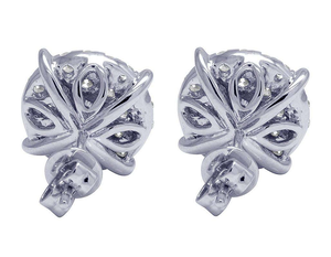 Classic <b>Silver</b> Cluster Earrings with High Quality Lab Grown Diamonds White Gold Style Polish Finish Unisex Jewelry - Product Image 4