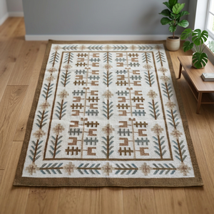 Bohemian Geometric Flat Weave Area Rug Rectangle Wool <b>Acrylic</b> Non-Slip Living Room Rug - Product Image 5