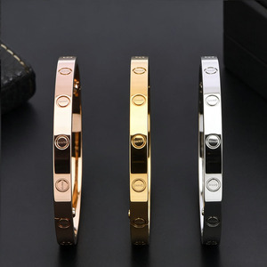 Luxury Stainless Steel Gold Plated Heart-Shaped Love Bangle Fashional Clasp Switch Zircon Charm <b>Bracelet</b> <b>Fashion</b> <b>Cuff</b> <b>Bracelets</b> - Product Image 5
