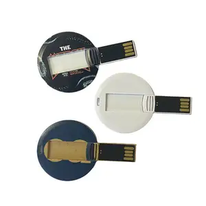 Hadiah promosi kartu bulat USB Flash Drive 1GB 2GB 4GB 8GB 16GB 32GB 64GB USB memori stik penuh warna cetak kustom