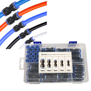 Connecteurs rapides pneumatiques de 1/2 ", 3/8 ", 5/16 ", 1/4 ", 5/32 ", 60 pièces, raccords à connexion rapide, coupleur d'union droit - Product Image 1