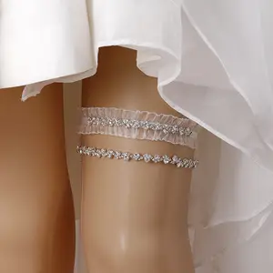 Rhinestone dantel düğün jartiyer kadınlar düğün aksesuarları seksi gelin bacak jartiyer