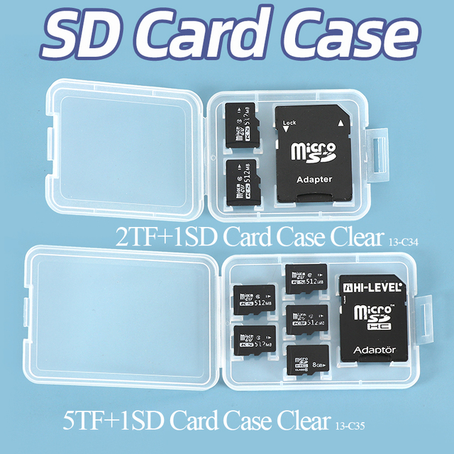 SUNSHING Factory Multi 4SD Card Case Clear Memory Card Protective Box CF SD Card Case Storage Case for TF MicroSD Compact Flash