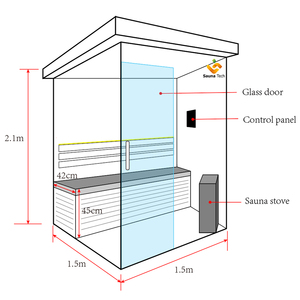 Sauna à vapeur modulaire en forme de cube pour 2 personnes, sauna à vapeur traditionnel extérieur pour jardin avec poêle en pierre pour <span class=keywords><strong>spa</strong></span> à domicile - Product Image 1