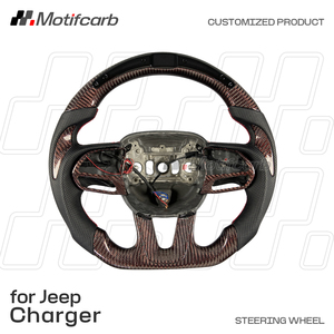 Volant personnalisé en fibre de carbone rouge avec affichage LED des tours de visseuse pour Dodge Charger Challenger Hellcat SRT 392 R/T Scat Pack 2013-2023 - Product Image 2