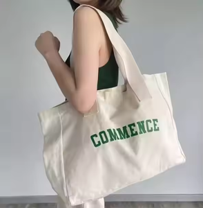 Bolsa de compras reutilizable en blanco de color natural con logotipo personalizado de lona de algodón de 12oz de gran tamaño hecha en China - Product Image 3