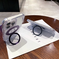 Funda Magnética Transparente Antiamarilla para Teléfono, con Soporte Metálico Giratorio de 360°, Protección Antigolpes para iPhone 18 Pro Max 17 16