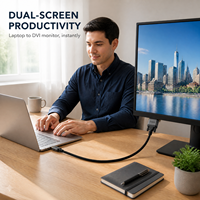 Câble USB Type-C vers DVI 2K60Hz 0,5-10M, adaptateur USB Type-C vers DVI-D, coque en aluminium, tressé en coton