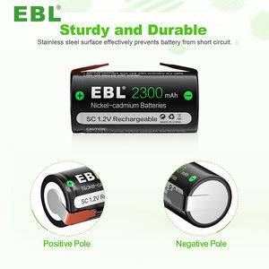EBL 2300 мАч <span class=keywords><strong>Sub</strong></span> <span class=keywords><strong>C</strong></span> <span class=keywords><strong>NiCd</strong></span> аккумуляторные электроинструменты 1,2 В плоские верхние суб-с аккумуляторные батареи с вкладками - Product Image 6