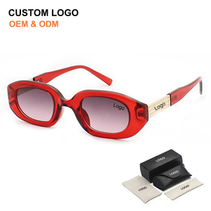 New Trendy Brand Small Rectangle Thick Frames Sun Glasses Men Women Fashion Red Sunglasses Custom Logo Uv400 protection Unisex - Product Image 1