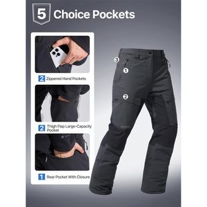 Pantalon de neige pour homme FOXA, imperméable, isolé, pour le ski et le snowboard, avec poches zippées - Product Image 4