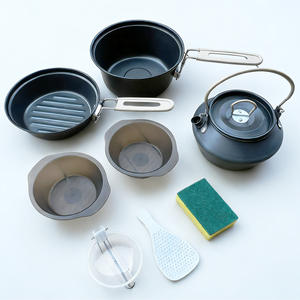 Juego de sartenes antiadherentes plegables portátiles para acampar, cocinar al aire libre, plegables, ligeros, de doble propósito, color caqui - Product Image 5