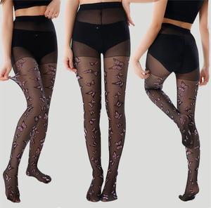 <span class=keywords><strong>Collant</strong></span> in nylon da <span class=keywords><strong>donna</strong></span> personalizzati, trasparenti, neri e <span class=keywords><strong>rosa</strong></span> con motivo a farfalla e punta rinforzata - Product Image 2