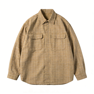 <span class=keywords><strong>Camicia</strong></span> Giacca Estiva da <span class=keywords><strong>Uomo</strong></span> a Quadri, Casual, Traspirante, Stampata, in Twill, da Lavoro, Oversize, Vintage, con Logo Personalizzato, in Cotone Spazzolato, Stile Cityboy - Product Image 1