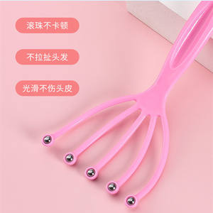 Masajeador de cabeza tipo rodillo rosa de cinco garras, peine para masaje del cuero cabelludo, herramienta manual para el cuidado de los meridianos, para aliviar el cabello y el cuero cabelludo - Product Image 2