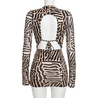 Robe pour femme tendance et sexy, imprimée numériquement, pour l'automne, tenue de club, robe modeste pour femme