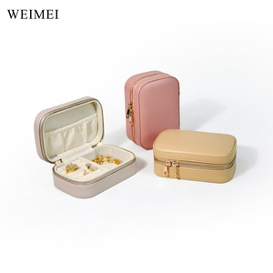WEIMEI Custom Pu Small Ring Pendant Jewellery <b>Storage</b> Case Travel Organizer <b>Mini</b> Velvet Flocking Lining Leather Jewelry <b>Box</b> - Product Image 3