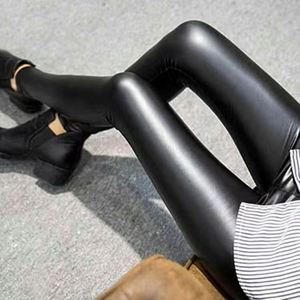 Leggings d'hiver pour femmes en polaire Pantalon en imitation <span class=keywords><strong>cuir</strong></span> PU Pantalon crayon élastique Slim Tight Casual Outwear Long Leggings - Product Image 3