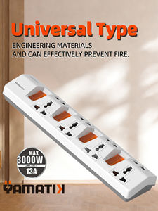 Prise multiple de prévention incendie série PRIMA, 13A 3000W, interrupteur de surcharge, volet de sécurité, vente en gros d'usine - Product Image 2