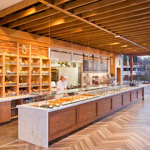 Acessório de armazenamento de padaria, suporte personalizado de madeira para armário de padaria e pão com display