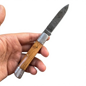 Couteau pliant de poche en acier Damas, manche en bois, haute qualité, multifonctionnel, qualité industrielle OEM, garantie 3 ans, pour détaillants, 59-60HRC - Product Image 1
