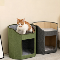 Lit pour chat pliable rectangulaire en éponge PP confortable pour toutes les saisons, à double usage, pour balcon, maison pour animaux de compagnie