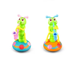 Hot Selling Children's Electric Dance Swing Twist Worm Light Music Universal Saxophone Caterpillar Toy