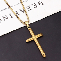 Nuevos Diseños Personalizados de Collares con Colgante de Cruz Cristiana de Cadena Ancha de Acero Inoxidable y Plástico para Hombre