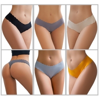 Lingerie sexy en string, spandex/nylon, taille basse, sans couture, séchage rapide et respirant, culottes string pour femmes