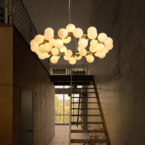 JYLIGHTING Modern White Glass Ball Chandelier Simple Bubble Hanging <strong>Light</strong> with LED/Bulb Living Room Bedroom <strong>Dining</strong> Room Lighting - Product Image 1