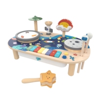 Guitare électrique en bois naturel pour enfants, instrument de musique de simulation, jouet rechargeable avec batterie, cadeau, planche d'activités avec lumière et son