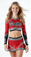 Uniformes personnalisés de pom-pom girl Dandy Spandex vert noir pour tout-petits Tenue de pom-pom girl All Star