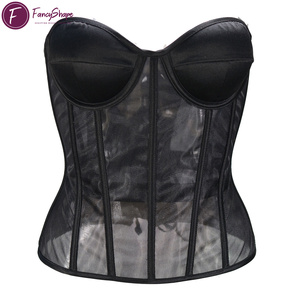 Corsetto da donna FancyShape traspirante con stecche, top corto vintage con spalline sottili e schiena scoperta, reggiseno da sposa per feste e matrimoni - Product Image 3