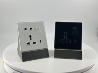 Desain baru soket sakelar dinding panel kaca hitam putih Super tipis tombol tekan produsen untuk penggunaan rumah Hotel