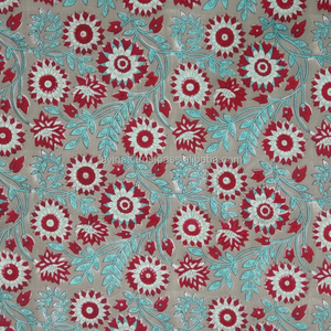 Tela impresa hecha a mano, bloque de algodón puro, Jaipuri Sanganeri, textil de la India - Product Image 1
