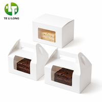 Scatola per Torte in Carta Kraft Compostabile Senza Plastica con Manico e Finestra, Biodegradabile, per Fette di Dessert, per Panetterie Eco-Sostenibili, Confezione all'Ingrosso