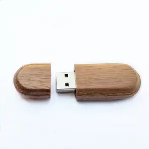 Natural Oval Wooden USB flash drive Customized Creative Logo wood 2.0 pendrive