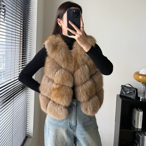 Abrigo de Piel Auténtica Importada Longsen para Mujer, con Ribete de Piel de Zorro, Modelo <span class=keywords><strong>Vesr</strong></span> - Product Image 3
