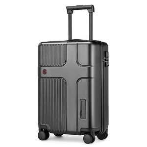 CROSSGEAR in Stock <strong>Large</strong> PC Luggage, Hard Shell <strong>Suitcase</strong> with Aluminum Handle,Cup Holder and Spinner Luggage 20-24-28-inch <strong>Black</strong> - Product Image 1