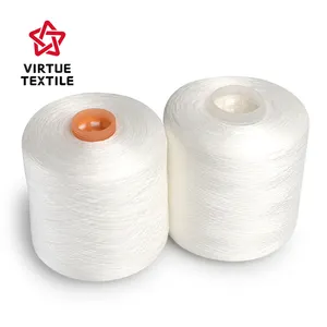 Virtue Textile 100 poliéster hilado TKT 20s/2 40s/2 hilo blanco crudo (grapa brillante)/hilo de coser para máquina de coser de alta velocidad