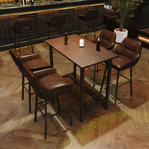 Ensemble table et chaises de bistrot musical style industriel durable et écologique 2026, canapé en cuir PU pour bar, salon, café, restaurant, <span class=keywords><strong>club</strong></span> - Product Image 1