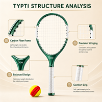 Ensemble complet de raquettes de badminton TYPTI en carbone léger à prix de gros avec balles en mousse, poignée en bois, filet en nylon et emballage personnalisé pour les revendeurs