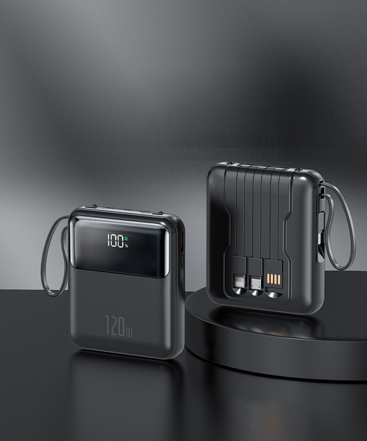120w Super Fast Charging Portable Power Bank Cables With Led Display Powerbank for Mobile Phone