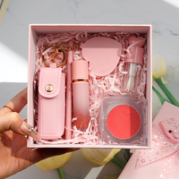 Kit de Maquillage Marque Blanche Rose Végétalien DIY – Coffret Cadeau Maquillage Lèvres, Fard à Joues et Illuminateur