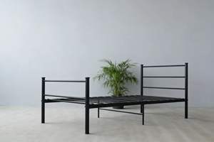 Lit en fer pliable simple en gros, lit en métal au design simple avec rangement pour dortoir d'étudiant, <span class=keywords><strong>chambre</strong></span> à coucher - Product Image 2