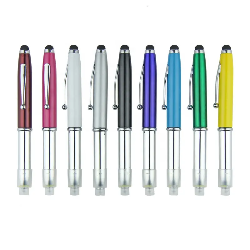 प्रचार 1 में 3 के साथ multifunctional एलईडी मशाल प्रकाश कलम स्टाइलस प्रकाश टिप बॉल पेन