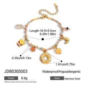 Donut Fruit Baked Bread Pulsera <span class=keywords><strong>de</strong></span> perlas <span class=keywords><strong>de</strong></span> acero inoxidable 18K <span class=keywords><strong>Oro</strong></span> genuino Lujo Estilo <span class=keywords><strong>de</strong></span> gama alta Accesorio <span class=keywords><strong>de</strong></span> joyería - Product Image 3